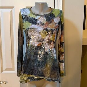 David Cline colorful print top, med